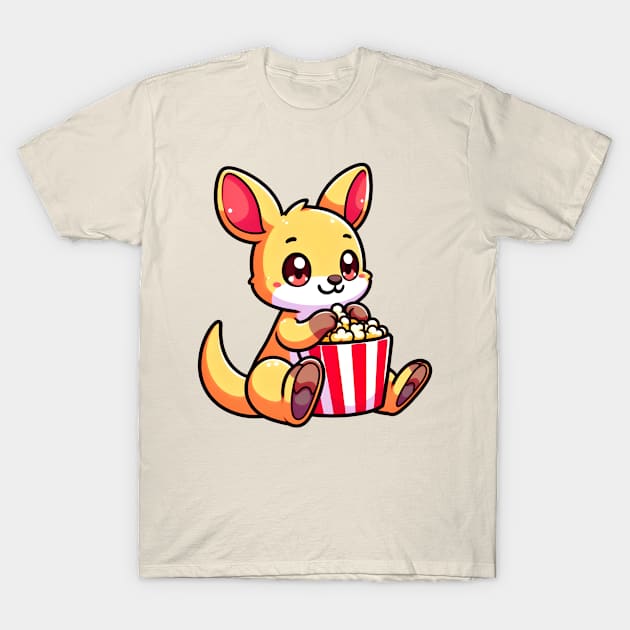 Kangaroo with a popcorn T-Shirt by Japanese Fever